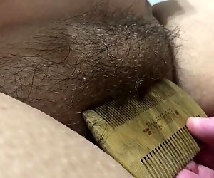 Hairy Pussy BBW Brushing