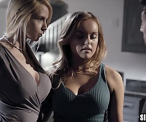 Big tits brunette teen fucked by a stepdad and stepmom