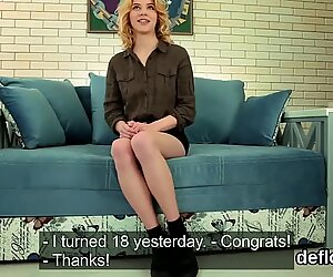 Pretty cutie opens up tight fuckbox and gets deflorated