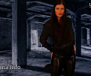 Lady Julina sucht Sitzgelegenheit fü_r Prachtarsch in glä_nzender Leder Leggings