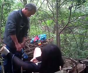 Asian Dad Doing Bareback In The Woods With Younger Prostitut