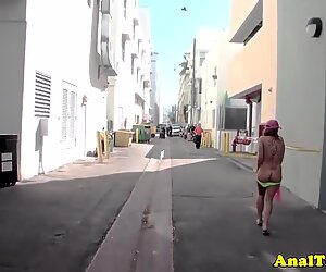 Redhead girlfriend flashing before analsex