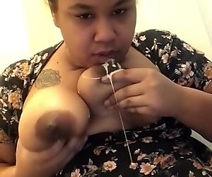 thickest nips blasting with milk! Close up.
