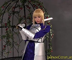 Cosplay asian babe fingered and fucked