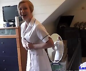 British mature nurse sharing cock in trio