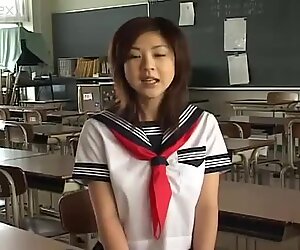 Cute Japanese teen Aki Hoshino loves sports and orange panties