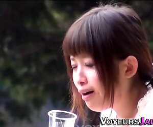Asian teen pisses panties