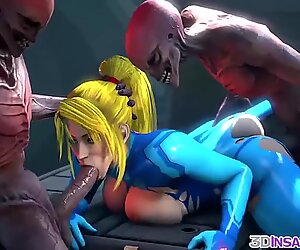 Big tits blonde riding big alien dicks