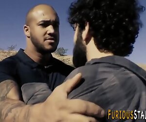 Dude sucks big black cock