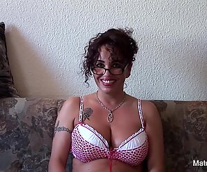 Grandma with glasses sucks some cock