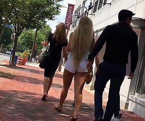PAWG Candid Blonde Teen White Summer Shorts Goddess
