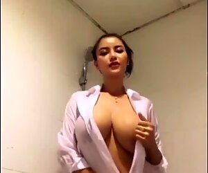 humungous tits Thai girl shower in personal apartment