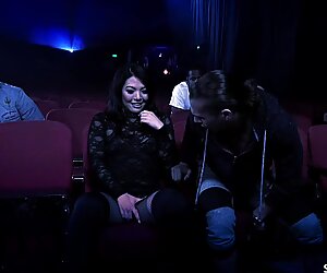 Nasty Asian gangbanged in theater