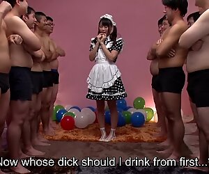 JAV star Airi Natsume CFNM maid blowjob cumshot Subtitled
