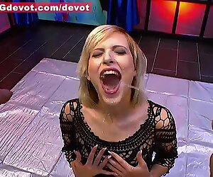 Ria Fucks in Fishnets and Showers in Streams of Pee Trailer