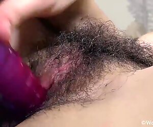 Lovely, young hairy Nina with big tits masturbates