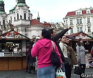 Guy picks up and fucks granny from behind