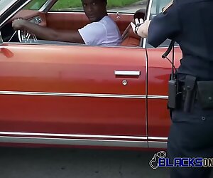Interracial PUBLIC sex with TWO white HORNY uniformed FEMS