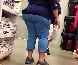 SSBBW Granny Clerk Huge Ass Caught Again
