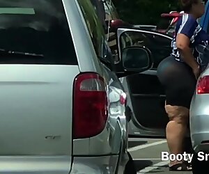 Sexy Redbone BBW Changing Clothes in Public Parking Lot