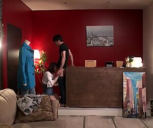 Japanese risky sex hold the moan clothing shop foreplay