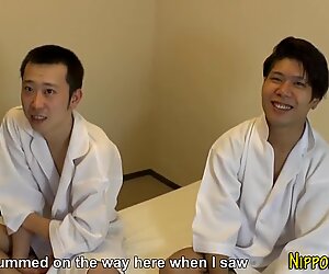 Asian twink tugs cum after anal sex