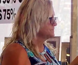 BBW Blonde Granny Upskirt Plump Ass