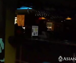 Asian cutie with extremely tight pussy bounces on pervert's big hard cock