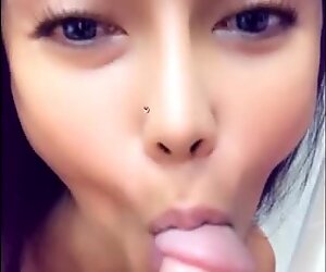 Asian babe gives amazing Snapchat Blowjob and swallows my cum