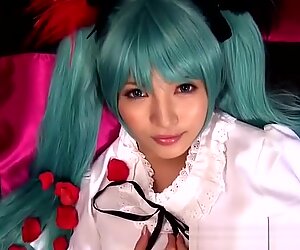 Cosplay nippon babe creampied in hairy pussy