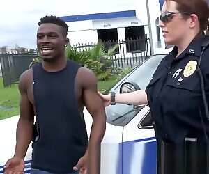 Mature blonde cop with perfect tits has her pussy stretched by a black stud
