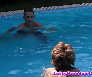 Chubby mature pounded after swimming