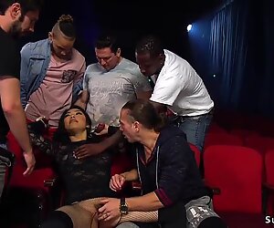 Asian hottie anal interracial gangbanged