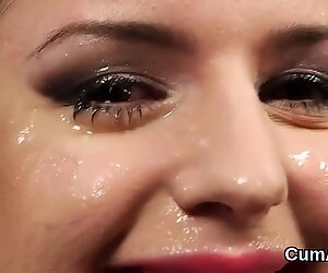 Wacky idol gets cum load on her face sucking all the spunk